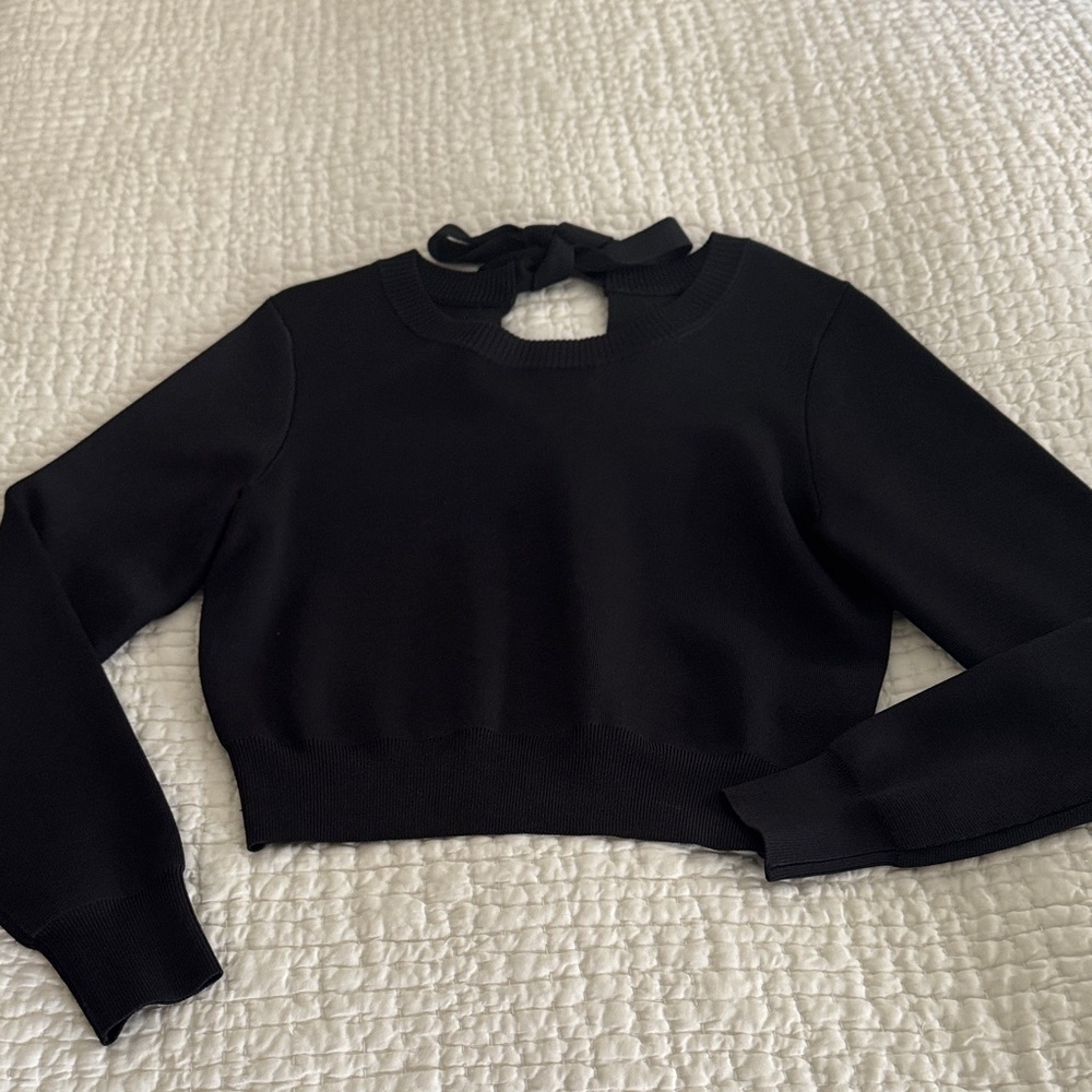 J. Crew Cropped Navy reversible sweater.